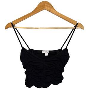 Topshop ruched cami crop top black y2k style